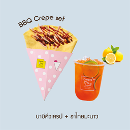 B2 บาบีคิวเครป + ชาไทยมะนาว