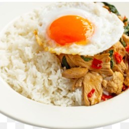 กระเพราไก่ไข่ดาวข้าว