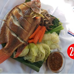 เจ๊อีอุ้ย ชุดปลานึ่งแจ่ว ชุดปลากระพงแดดเดียวซอสน้ำปลา