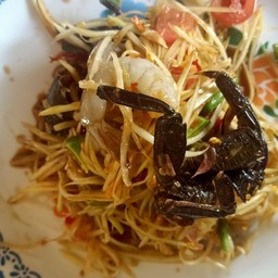 ตำปูดำกุ้งสด