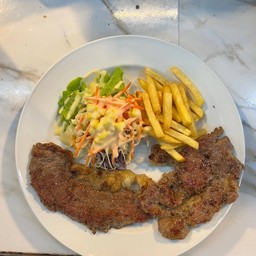 สเต็กสันคอหมู+เนื้อสันนอก