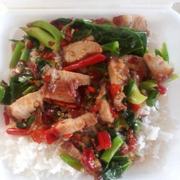 ข้าวคะน้าหมูกรอบ