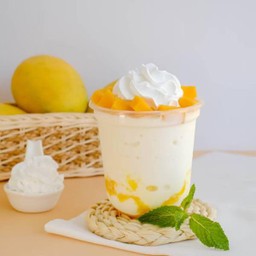 นมสดปั่นท็อปปิ้งมะม่วง