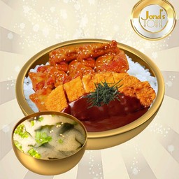 เซ็ตข้าวญี่ปุ่นสองหน้า ฟรีซุปมิโซะวากาเมะ