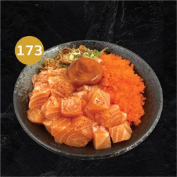 173. ข้าวหน้าปลาแซลมอนไข่ดองญี่ปุ่นท็อปไข่กุ้ง