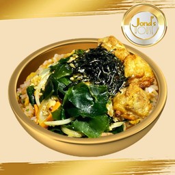 ข้าวผัดสาหร่ายวากาเมะญี่ปุ่น&ไก่คาราเกะ