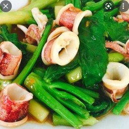 ข้าวคะน้าปลาหมึก