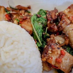 Crispy Pork Basil Fried Rice (Topped With Rice)