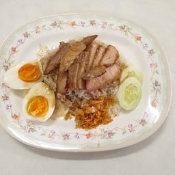 ข้าวหมูทอดกระเทียม+ไข่