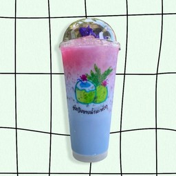 นมชมพูอัญชันมะพร้าวนมสดเย็น ขนาด 22 ออนซ์