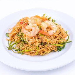 เส้นหมี่กระเฉดกุ้งสด