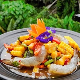 ตำข้าวโพดกุ้งสด ดิบ