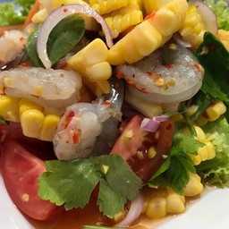 ยำข้าวโพดกุ้งสด