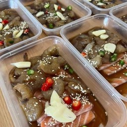 กุ้ง+แซลมอนดอง