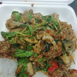 ผัดฉ่ารวมมิตรราดข้าว