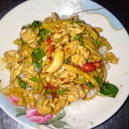 ข้าวราดกะเพราไก่หน่อไม่เหลือง