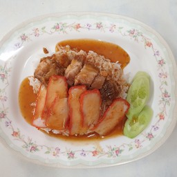ข้าวหมูแดง+หมูกรอบ