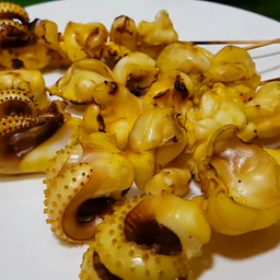 ⭐️🐙หมึกกระดอง ปลาหมึกย่าง ลูกชิ้นย่าง ของทอด ซีฟู๊ด ของสด อาหารทะเล น้ำจิ้มตำมือ มะนาวสด🍡👍