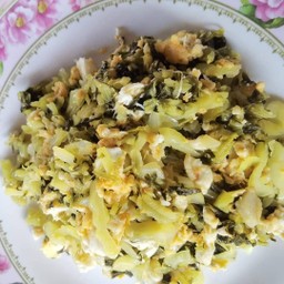 ผักกาดดองผัดไข่+ข้าว