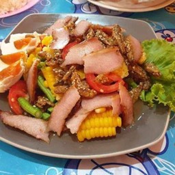 ตำ ข้าวโพด คอ หมูย่าง+ไข่เค็ม