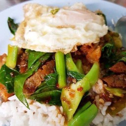 ข้าวคะน้าหมูกรอบ