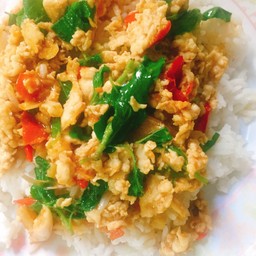 กะเพราไก่ราดข้าว