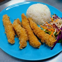 ข้าวไก่กรอบ Crispy chicken with rice