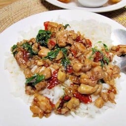กระเพาไก่ราดข้าว
