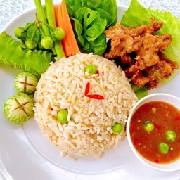 ข้าวคลุกน้ำพริกกะปิxหมูทอด