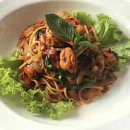 สปาเก็ตตี้พริกเผาหอยแมลงภู่