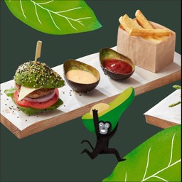 อะโวเบอร์เกอร์ เสิร์ฟพร้อมเฟรนช์ฟรายส์