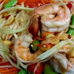 ตำกุ้งลวก- ปูปลาร้า หรือ ไทย