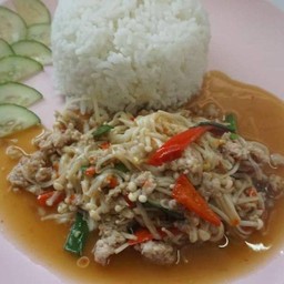 ข้าว+ผัดเห็ดเข็มทอง