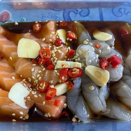 แซลม่อน + กุ้งดอง