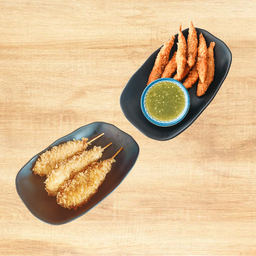 [ ลดพิเศษ ] ไก่ชุบเกล็ดขนมปัง 3 ไม้ + ปลาไข่ทอด 5 ตัว