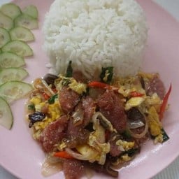 ข้าว+แหนมผัดไข่