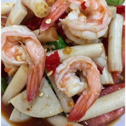 ตำไหลบัวกุ้งลวก หมูยอ