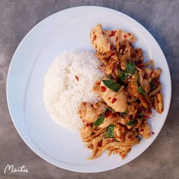 Basil With Pickled Bamboo Shoots On Rice