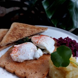 Grilled Pork Meat Loaf & Poach eggs