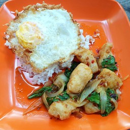 ข้าว ปลาผัดพริกเผา