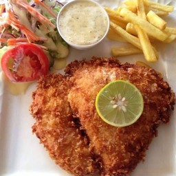 สเต็กไก่กรอบซอสครีมมะนาว