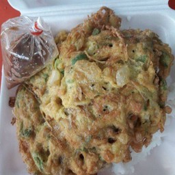 ข้าวไข่เจียวผักรวมแถมน้ำพริกกะปิ