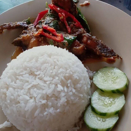 ข้าวเครื่องแกงปลาดุกราดข้าว