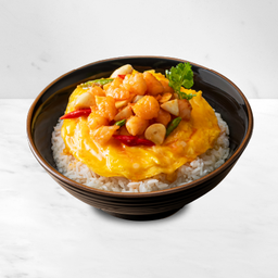 ข้าวไข่นุ่มกุ้งพริกขี้หนู