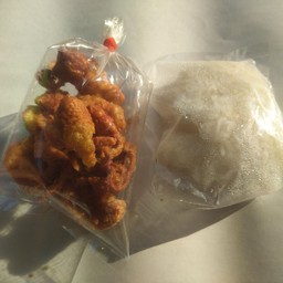 ข้าวเหนียวหนังไก่ทอดกรอบ