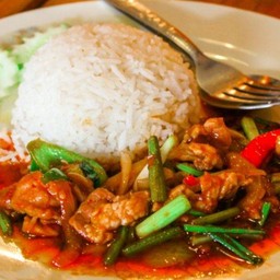 ข้าวราดไก่ผัดน้ำพริกเผา