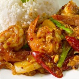 ข้าวราดกุ้งผัดน้ำพริกเผา