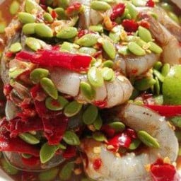 ตำเกาเหลากุ้งสดลาว