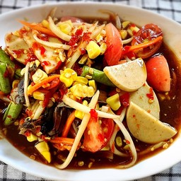 ตำข้าวโพดไก่ยอปลาร้านัวร์