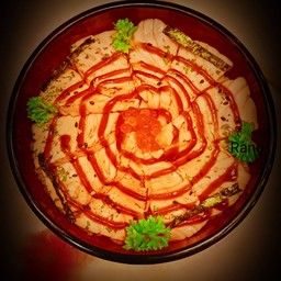 ข้าวหน้าแซลมอน เบิร์น ไฟ